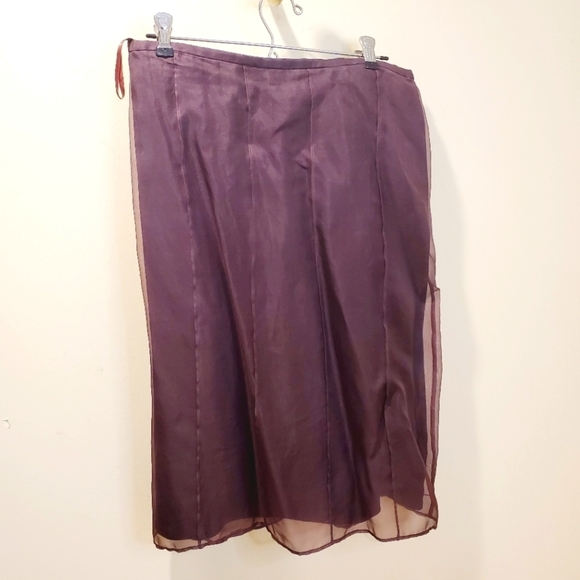 BROOKS 346 from Brooks Brothers women's burgundy silk formal midi skirt … - Picture 1 of 12